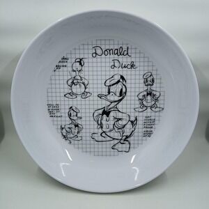 Disney Donald Duck Pasta Bowl White Ceramic Sketch Grid Design Animator Notes